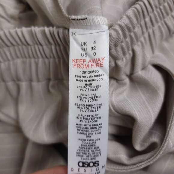 ASOS Wide Leg Trouser High Rise Drawstring Pull On Pants Gray Stripe Minimal 0 - Picture 5 of 6